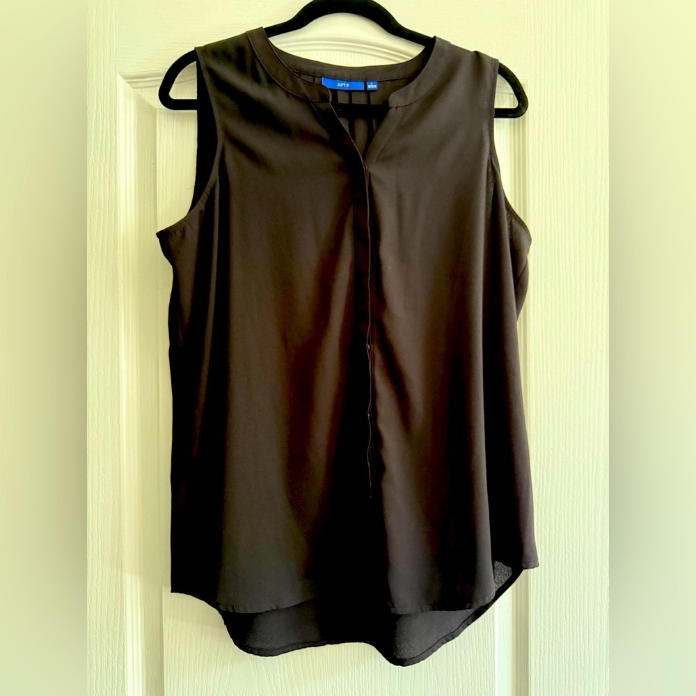 Apt. 9 Black Sleeveless Button Up Blouse | L